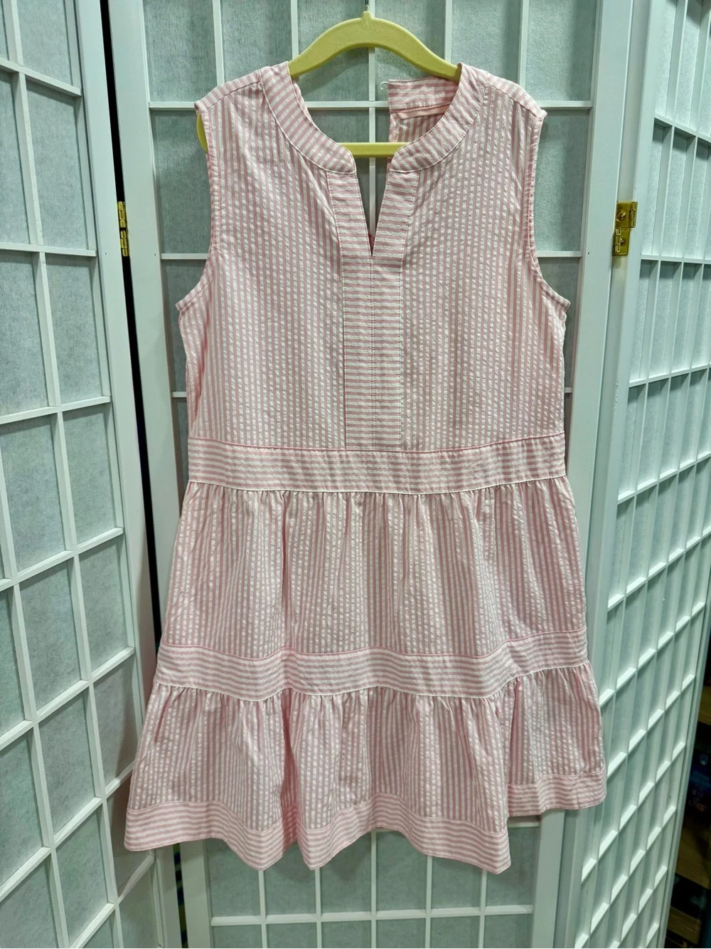 Vineyard Vines Pink Striped Sleeveless Tiered Dress